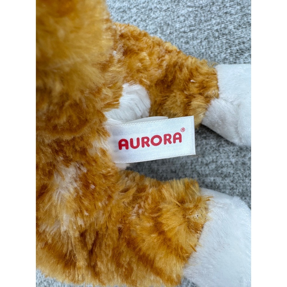 Aurora Orange Tabby Cat Plush 12 Inch Ginger White Stuffed Animal Green Eyes - Picture 4 of 8